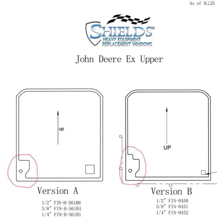 John Deere COMPACT (mini) G & P Series Excavator Windshield - Image 6