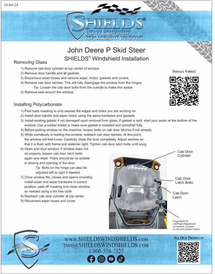 John Deere Windshield: Skid Steer P Series - Image 4