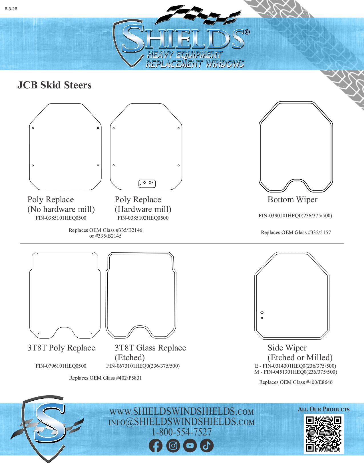 JCB Windshield: Skid Steer - Bottom Wiper - Image 2